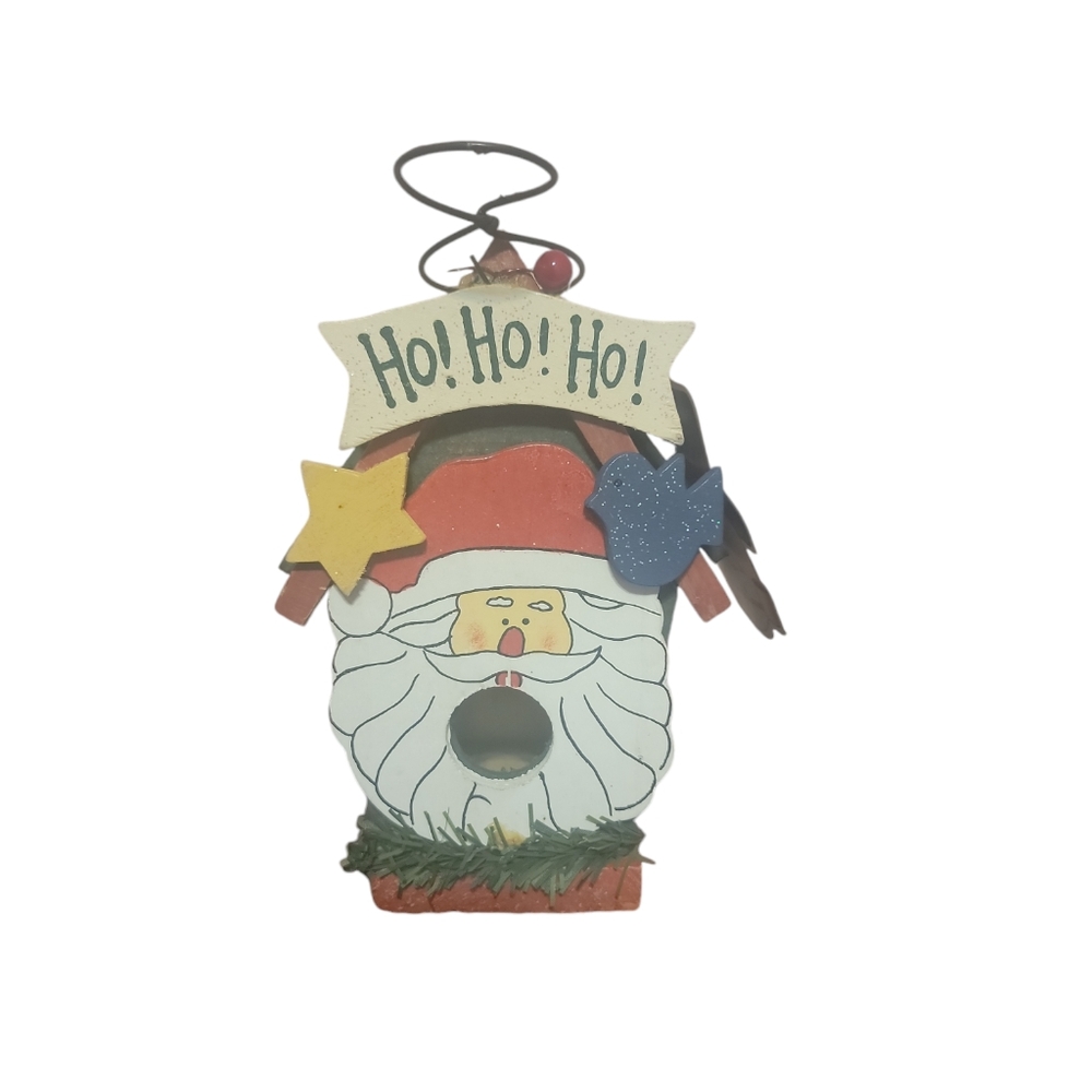 Santa Claus Ho Ho Ho Hanging Decor‎ Small Holiday Birdhouse Brand New